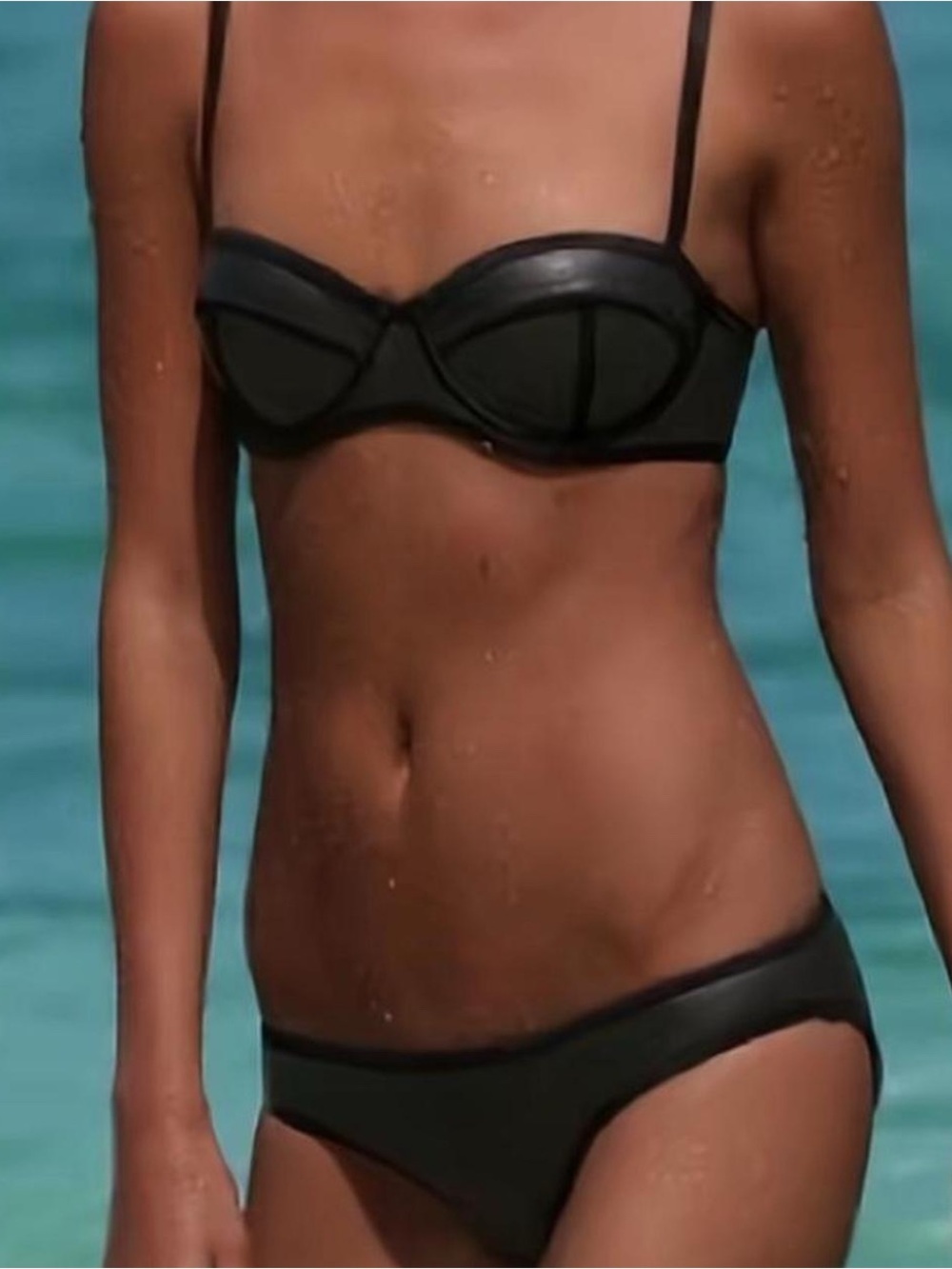 Triangl Discontinued Two-Piece Black Leather Bikini Set